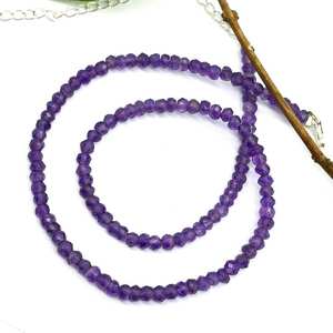 Natural púrpura amatista facetado Rondelle cuentas delicado gargantilla collar 4-6mm piedras preciosas collares de moda para mujeres niñas a granel - Product Image 4