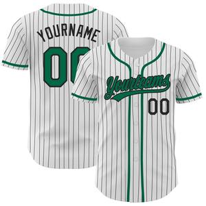 Meilleures ventes Vêtements d'équipe personnalisés Maillot de baseball authentique à fines rayures vert Kelly blanc noir - Product Image 1