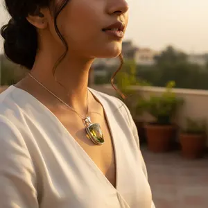 925 Silver <b>Citrine</b> <b>Pendant</b> for Women Elegant Gemstone Jewelry with Crystal Charms - Product Image 2