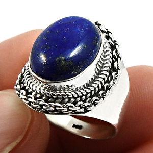 Bague Lapis Lazuli Bleu Grande Pierre Bagues en Argent Sterling 925 Pierre Naturelle Bague de Forme Ovale Bijoux Grossiste Fournisseurs - Product Image 2