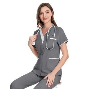 Été, hôpital gommages haut de gamme à la mode gommages Joggers soins infirmiers oblique fermeture éclair fantaisie uniformes hospitaliers médicaux femmes hommes gommage - Product Image 4