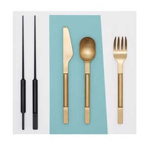 Juego de cubiertos chapados en oro de diseño fantástico, gran calidad, juego de cubiertos metálicos para fiestas y bodas, cubiertos decorativos. - Product Image 1