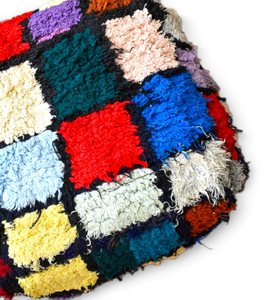 Puf marroquí Boucherouite cuadrado hecho a mano, cojín bereber, colorido, bohemio, vintage, patchwork, multifuncional, decorativo - Product Image 4