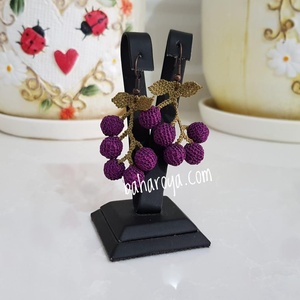 Pendientes de moda İğne Oyası Salkım Küpe Mor - Product Image 1