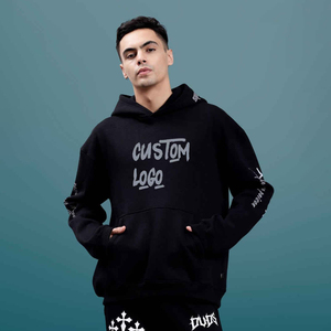Vente en gros sur mesure Survêtement en polaire lourde pour hommes, costume de jogging en coton imprimé avec logo surdimensionné pour l'hiver, grande taille basse - Product Image 1