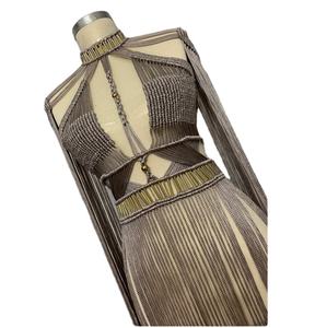 Couleur argent cadeau fait main POUR VOTRE MARIÉE À ÊTRE Coton Tissé À La Main Festival Vêtements Bustier Crop Top Femmes Macramé Robe De Plage - Product Image 1