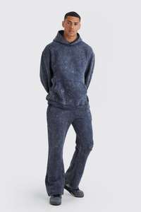 Unisex Custom 100% Cotton Two-Piece Track Suit <b>Cropped</b> Hoodie Flare Sweat <b>Pants</b> Set Screen for Puff Print Plus Size Winter - Product Image 2