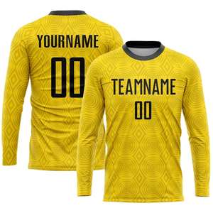 Ensemble de maillot et short de football personnalisé à motif géométrique jaune et noir - Personnalisable avec nom/n° - 100% polyester - Séchage rapide - Product Image 3