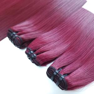 Offre Spéciale 100% paquet de cheveux humains bruts vietnamiens avec fermeture couleur bordeaux os droit sentiment doux dans les Styles afro curl ondulés - Product Image 3