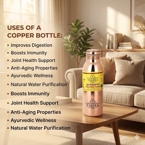 Fabricant indien de bouteilles d'eau en cuivre pur de 34 oz/1000 ml pour boire, vente en gros de bouteilles d'eau en cuivre - Product Image 2