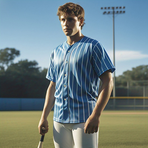 OEM Uniforme de béisbol Jersey Top Rayas Transpirable Forro Estampado Jersey Camisas Uniforme de béisbol Rayas Jersey Hombres Mujeres - Product Image 3