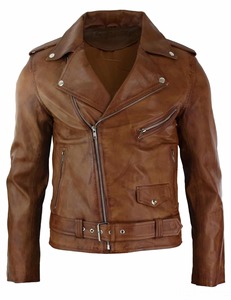 Chaqueta de Cuero Brando Tan para Hombre, Nuevo Diseño, Chaqueta de Cuero Casual Impermeable y Cortavientos para Invierno - Product Image 1