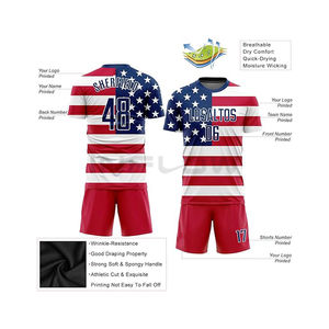 Maillot de football unisexe OEM avec nom et numéro personnalisés, coupe automatisée, uniformes d'entraînement col en V pour jeunes et adultes ODM - Product Image 2