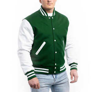 Veste de baseball sur mesure de bonne qualité en gros, veste d'hiver en laine, manches en cuir, veste bomber varsity pour hommes - Product Image 1