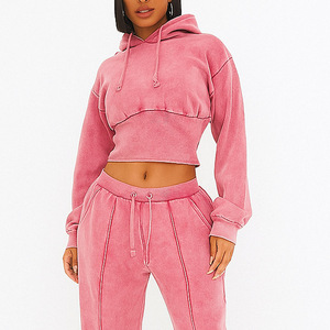 ชุดวอร์มมูสมอคค่าสำหรับผู้หญิงชุดครอปมีฮู้ดและกางเกงวิ่งชุดใส่อยู่บ้าน - Product Image 6