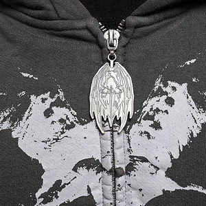 OEM <b>Black</b> Angel <b>Zip</b> <b>up</b> <b>Hoodie</b> for <b>Men</b> Women Casual Hot Flame Graphic Oversized Streetwear Aesthetic Sweatshirt for Winter - Product Image 4