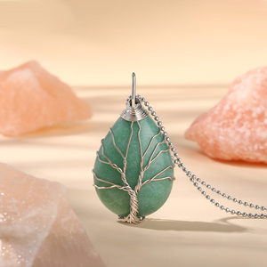 Jeulia Luck & Abundance Winding <b>Tree</b> Green Aventurine Pendant <b>Necklace</b> - Product Image 4