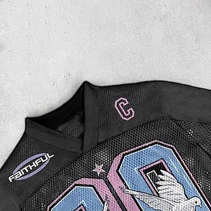 2025 hombres impresión personalizada Plus diseño casual manga corta Regular Boxy Fit malla Jersey Streetwear estilo de moda punto - Product Image 5