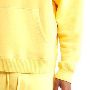 Sudadera con capucha con logotipo personalizado de peso pesado 100% algodón amarillo sudadera de gran tamaño para hombres Streetwear para invierno - Product Image 5