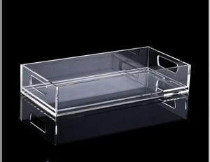 Bandeja de Servicio de Diseño Moderno con Acabado de Laca Acrílica Transparente de Lujo para Uso en la Cocina, Almacenamiento de Vajilla, Hogar y Hotel - Product Image 1