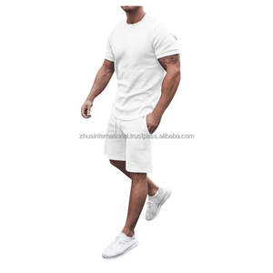 Vente en gros, ensemble 2 pièces t-shirt et Short pour homme, jogging, Streetwear, décontracté, été - Product Image 1