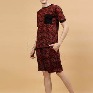 Camisa de Jersey y conjunto corto de talla grande para hombre a precio de fábrica, ropa de calle de verano, aspecto informal estampado para exteriores, diseño sencillo y liso - Product Image 3