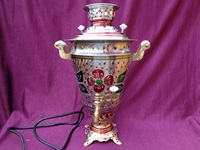 Théière Samovar en cuivre à 3 lumières et bouilloire ciseau à charbon sculpté en métal