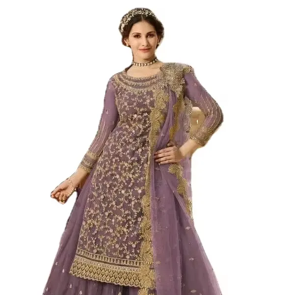 Индийская и Пакистанская одежда, гхарарский дизайн, сетчатый материал с вышивкой, работа Salwar KAmeez