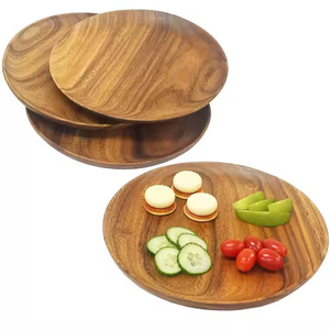 Juego de platos de madera orgánica Platos ecológicos para servir alimentos Diseño atemporal de glowin fashion - Product Image 2