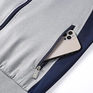 Conjunto informal de atletismo con cremallera completa para hombre, chándal de manga larga con cuello levantado y chaqueta deportiva y pantalones para correr en invierno - Product Image 4