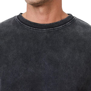 Producto profesional Patrón sólido Lavado ácido Anti-encogimiento O Cuello Personalizado Tamaño grande 100% algodón Sudadera para hombres - Product Image 5