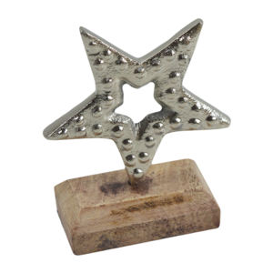Venta caliente estrella plateada adorno de Navidad Base de madera marrón adornos navideños para el hogar Feliz Año Nuevo - Product Image 1