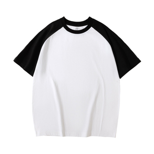 T-shirts 240g coton épais Raglan T-Shirt hommes Style rétro à manches courtes décontracté couleur unie Logo broderie DTG - Product Image 5