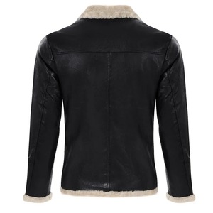 Abrigo de piel grueso de piel de una pieza para hombre de moda chaqueta de cuero de imitación - Product Image 4