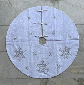 Beautiful Designer <b>Christmas</b> <b>Tree</b> Skirt with Handmade Beaded Embellishments for Luxury Holiday Home and Festive Decor Display - Product Image 1