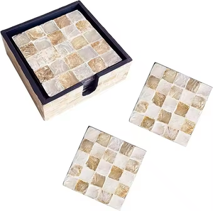 Ensemble de sous-verres à thé en nacre de luxe fabriqués à la main pour décor de table basse sous-verres élégants pour chaud et froid - Product Image 3