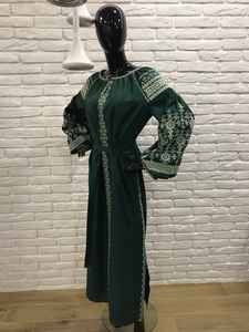 Vestido largo de manga larga bordado, cuello redondo, 100% algodón, romántico, otoño - Product Image 2