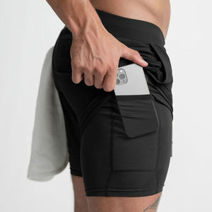 Pantalones cortos deportivos de verano para hombre, transpirables, de secado rápido, de nailon para entrenamiento en el gimnasio, ropa deportiva con patrón sólido - Product Image 6