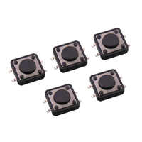 Interruptores Táctiles Electrónicos de Enchufe Metálicos de Cabeza Cuadrada IP65 para Uso en Electrodomésticos, Voltaje Máximo 5V/12V, 2NC, Anillo Luminoso de Punto, Pin Lateral