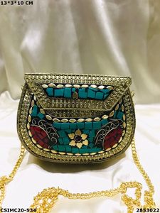 Sac de soirée élégant pour dames Designer Metal Mosaic Handcrafted Clutch - Product Image 6
