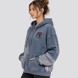 Sweat-shirt oversize tendance pour femme, effet usé, finition vintage, tissu confortable et décontracté. - Product Image 3