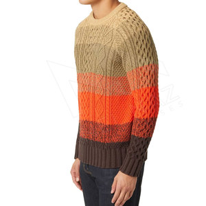 Suéter cálido de invierno con cuello redondo de la mejor calidad para hombre, diseñador personalizado de fábrica, lana tejida a mano transpirable - Product Image 4