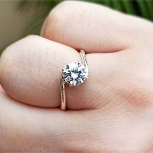 Handmade 925 Sterling <b>Silver</b> <b>Solitaire</b> <b>Ring</b> Six Prongs Cubic Zirconia Perfect Gift for Birthday Anniversary Bridesmaid - Product Image 6