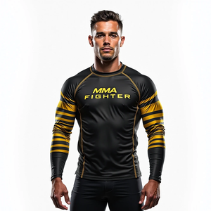 Équipement d'entraînement en gros personnalisé MMA personnalisé Rash Guards vêtements sublimés pour les sports de combat Gym Workout et Fitness Wear - Product Image 4