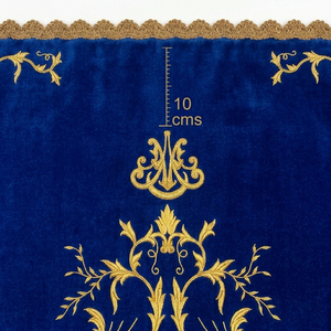 Royal Blue <b>Velvet</b> Embroidered Luxury Gold Floral Pattern Scalloped Edge Ceremonial <b>Cape</b> OEM Service Unisex - Product Image 3