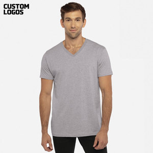 Nouvelle couleur unie bambou coton col en v à manches courtes T-Shirt pur coton Offre Spéciale hommes vêtements coton T-Shirt - Product Image 3
