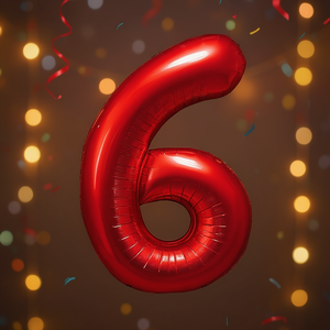 Palloncino Foil Numero 6 Rosso 45cm per Feste, Riempibile con Elio, Decorazione per Feste - Product Image 3