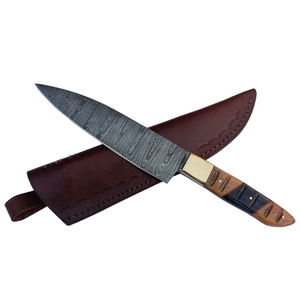 มีดเชฟดามัสกัสทำด้วยมือด้ามจับไม้มีดสำหรับเชฟทำครัวคมมีด - Product Image 2