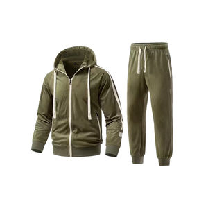 Nuevo Conjunto Deportivo Informal para Hombre 2025, Chaqueta con Cordón y Estampado Puff, Pantalones Deportivos de Felpa 100% Algodón, Color Personalizable - Product Image 1