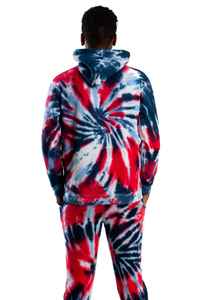 เสื้อสเวตเตอร์มัดย้อมใช้ได้ทั้งชายและหญิงทันสมัยชุดใส่อยู่บ้านสองชิ้นมีฮู้ดสวมใส่สบายมีสไตล์มีเชือกผูกสำหรับใส่อยู่บ้านสไตล์ - Product Image 4